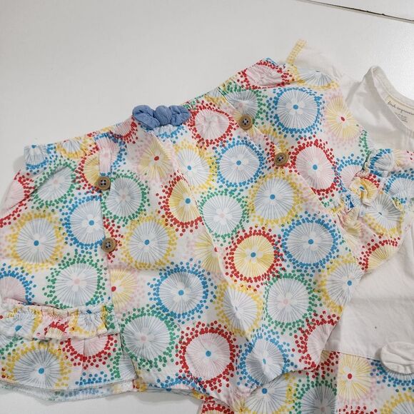 Baby Girls Ruffled Top & Shorts Colorful Lightweight Outfit Set Size 24m - Picture 6 of 8